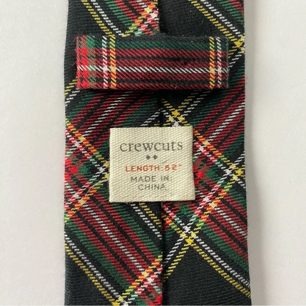Crewcuts Tie Plaid Size 52” Age 10-17 Boys Preppy Black Green Red EUC Worn 1X